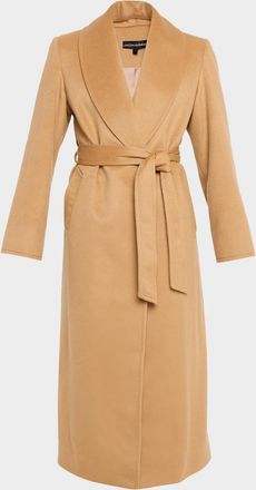 Sofiacashmere Cashmere Belted Wrap Coat with Pick-Stitched Detail