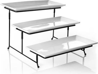 Gibson Home Gracious Dining 3-Tie Plate Set with Metal Stand in White at Nordstrom