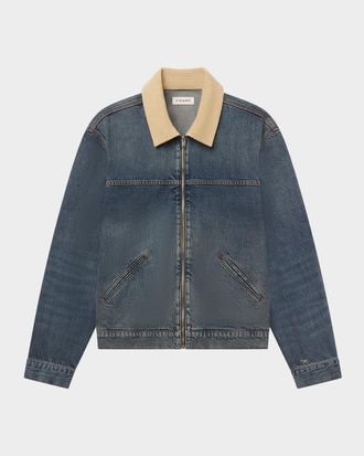 Frame Denim Men & apos;s Corduroy-Collar Denim Zip Trucker Jacket