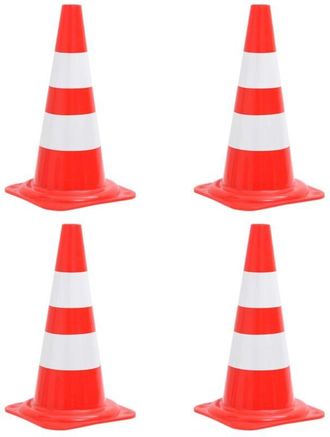 vidaXL Conos De Tr&aacute;fico Reflectantes 4 Unidades Rojo Y Blanco 50 Cm Vidaxl