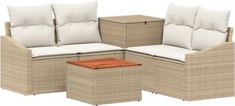 vidaXL Juego De Sof&aacute; 6 Uds. Beige Y Blanco Crema Vidaxl