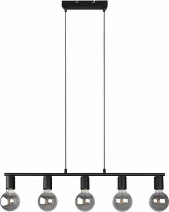 ETC Shop Lampada da tavolo da pranzo lampada a sospensione regolabile in altezza tavolo da pranzo soggiorno lampada a sospensione moderna, nero -opaco, 5x