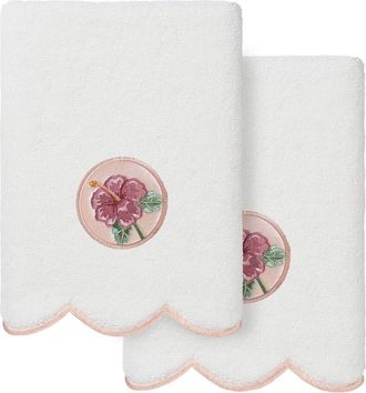 Linum Home Textiles 100% Turkish Cotton Maui Scallop 2Pc Embellished Hand Towel Set