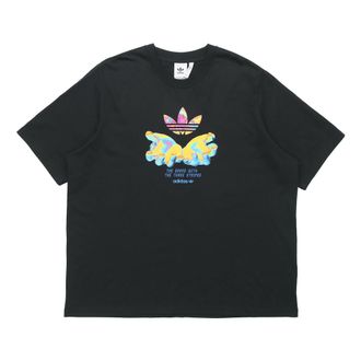 adidas originals Graphic Tee Retro Pattern Printing Sports Short Sleeve Black GK7182