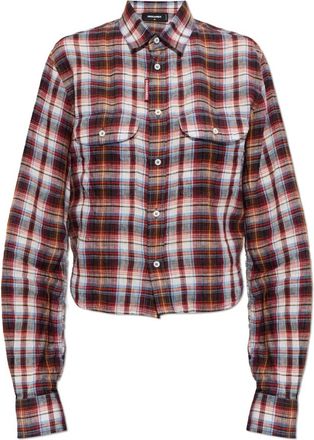 Dsquared2 Linnen Geruit Overhemd - Dames - Overhemden - Veelkleurig - S - Linnen - Overhemden