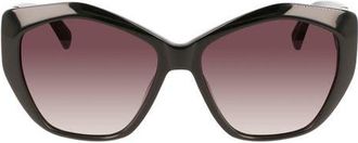 Longchamp 57mm Roseau Tea Cup Sunglasses in Black at Nordstrom