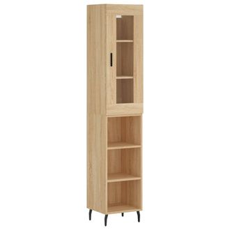 vidaXL Vidaxl - Aparador De Madera Contrachapada Roble Sonoma 34,5x34x180 Cm