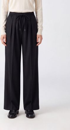 Max Mara Pantaloni palazzo in lana vergine a vita alta con coulisse
