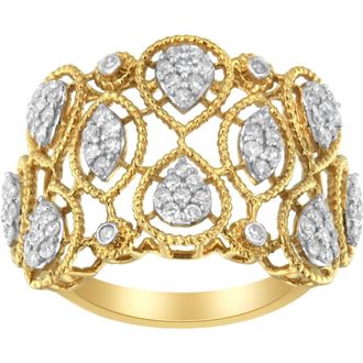 House of Brilliance 14K Yellow Gold 1/2 Cttw Diamond Art Deco Ring at Nordstrom, Size 6