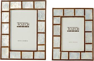 Tozai Home Home Set Of 2 Hand Inlaid Bamboo/Capiz Shell Photo Frames
