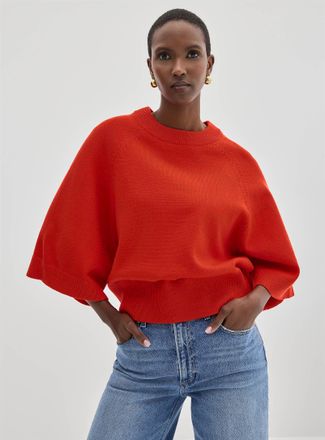 Contemporaine Womens Raglan bell sleeves boxy-fit sweater