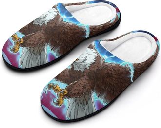 Generic USA Flag Bald Ea-gles Womens Slippers Winter Warm House Shoes Indoor Outdoor Hotel Slipper