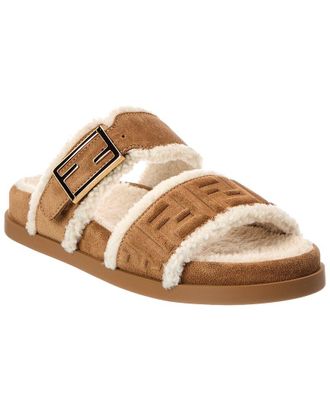 Fendi Fendi Feel Suede & Shearling Sandal