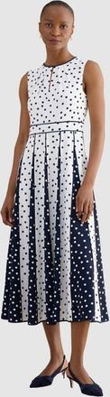 Hobbs London Angelica Pleated Fit-Flare Midi Dress in Ivory Midnight at Nordstrom, Size 12