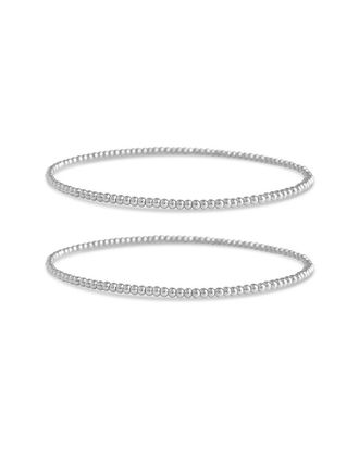 Sterling Forever Silver Beaded Stretch Bracelet Set