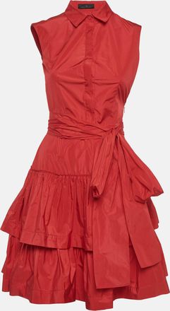 Carolina Herrera Red Crepe Tiered Short Dress