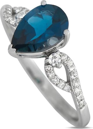 Luxury Bazaar Anello in oro bianco 14kt con topazio e diamanti - Argento