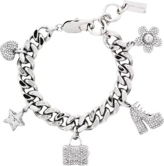 Marc Jacobs Accessoires, Dames, Grijs, ONE Size, Pave Mini Icon Charm Bracelet