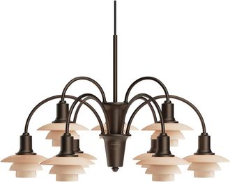 Louis Poulsen PH 1/1 Kronleuchter Centenary Edition, aged brass / dusty terracotta (9-Armig)