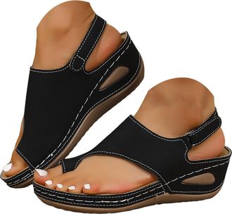 Generic Orthopedic Wedge Platform Sandals for Women 2026 Summer Dressy Wedge Heels Open Toe Ankle Strap Walking Sandals Women Non-Slip Comfortable Casual Slip