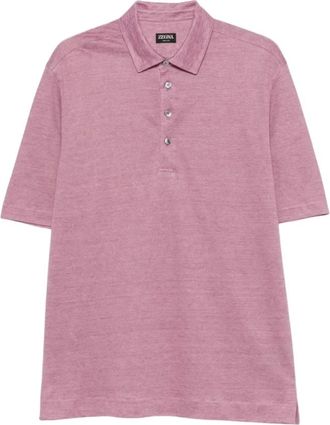 Ermenegildo Zegna Oasi Lino Polo - Heren - Polos - Paars - L - Linnen - Tops