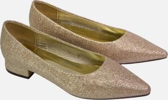 XY London Womens XY London Womens/Ladies Karen Glitter Pointed Low Heel Court Shoes - Gold - Size: 5