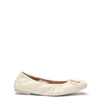 Stuart Weitzman Schoenen, Dames, Beige, 36 EU, Leer, Bow Ballet Flat
