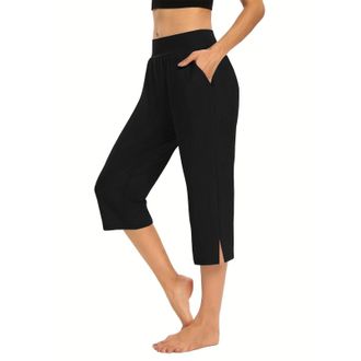 Generic Cropped Sports Trousers for Women UK - High Waist Pants 2025 Summer Trousers - Summerpants Baggy Wide Legpants Beachtrousers High Waistedtrousers Summ