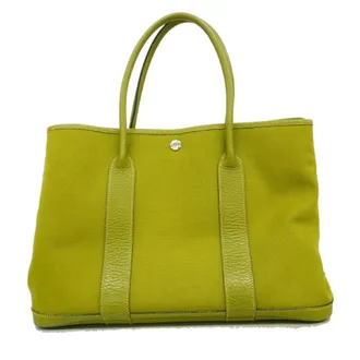 Herm&egrave;s Green Toile Officier Tote Bag (Pre-Owned)