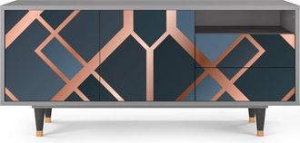 StoryZ Mueble de TV azul-verde 2 cajones y 2 puertas L 125 cm