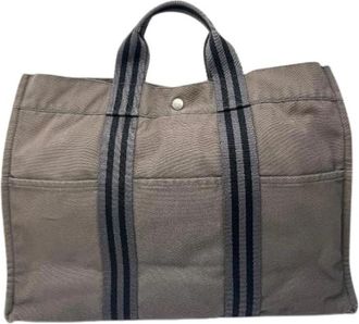 Herm&egrave;s Pre-owned Vintage Tote Bag - Dames - Vintage Shopper - Grijs - ONE Size - Katoen - Vintage