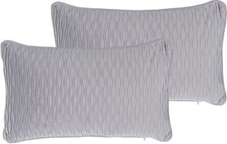 Beliani Set of 2 Decorative Cushions MOTARI Velvet 30 x 50 cm Grey Geometric Pattern
