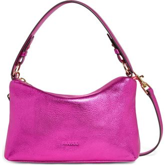 Aim&eacute;e Ava Convertible Leather Shoulder Bag in Metallic Power Pink at Nordstrom