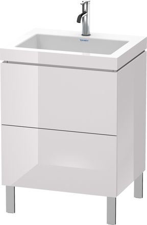 Duravit Lavabo Para Muebles Duravit L-cube C-bonded Con Base De Pie, 60x48 Cm, 2 Extra&iacute;bles, Sin Rebosadero, 1 Agujero Para Grifo, Color: Laca Blanca Lila Alt