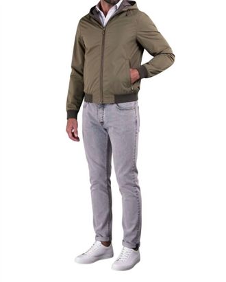 Moorer Hooded Zip-Up Bomber Jacket In Pistacchio