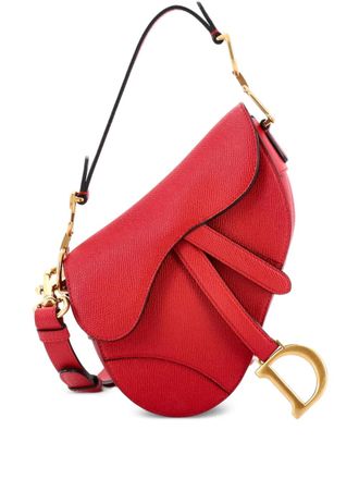 Dior Saddle Handbag with Strap Leather Mini shoulder bag - women - Calf Leather - One Size - Red
