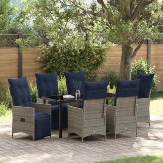 vidaXL Conjunto De Comedor De Jard&iacute;n 7 Pcs Gris Rat&aacute;n Sint&eacute;tico Vidaxl
