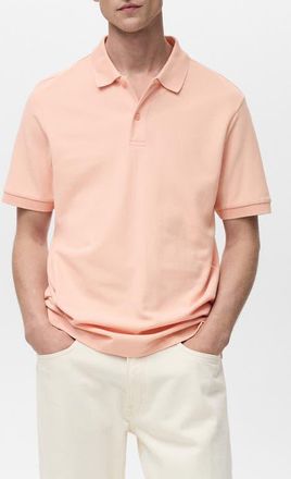 Mango Regular Fit Cotton Pique Knit Polo in Pastel Pink at Nordstrom, Size Small