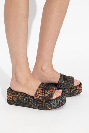 Fendi Platform Slides Tess, Womens, Brown