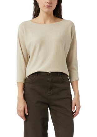 Comma 3/4 Arm-Pullover COMMA, Damen, Gr. 34, vanilla, Strick, Obermaterial: 65% Viskose, 35% Polyester, unifarben, l&auml;ssig geschnitten h&uuml;ftbedeckend, Rundhal
