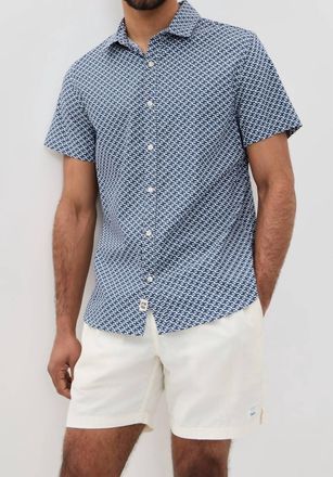 Fair Harbor Windward Button Up Shirt In Navy Geo