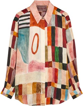 Alemais Alemais Majorelle Printed Linen and Silk-blend Shirt - Multicoloured - 16 (UK16 / XL)