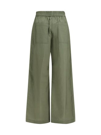 Brunello Cucinelli Womens Pants With Elasticated Waist Eucalipto Cotton; Polyamide Trousers