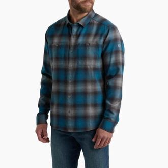 K&uuml;hl Kuhl Flannel Shirt Mens Blue Lagoon Plaid Long Sleeve Button Up DSGL948