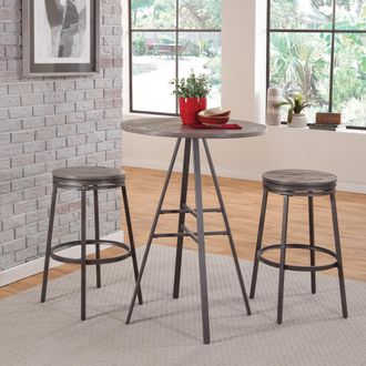 American Woodcrafters Stockton 3 Piece Pub Table Set - with Backless Barstools - Slate Grey