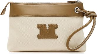 Max Mara Frisia Logo-appliqu&eacute;d Canvas Clutch - Camel - One Size