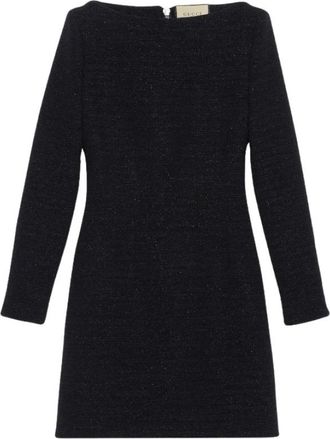 Gucci Glitter Tweed Jurk - Dames - Korte kleedjes - Zwart - S - Tweed - Kleedjes