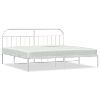 Berkfield Home Metal Bed Frame with Headboard White 193x203 cm