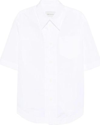 Ami Shirt met korte mouwen en wijde pasvorm - Dames - Overhemden - Wit - M - Katoen - Overhemden