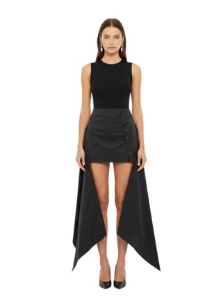The Attico Black Solid Mini Skirt